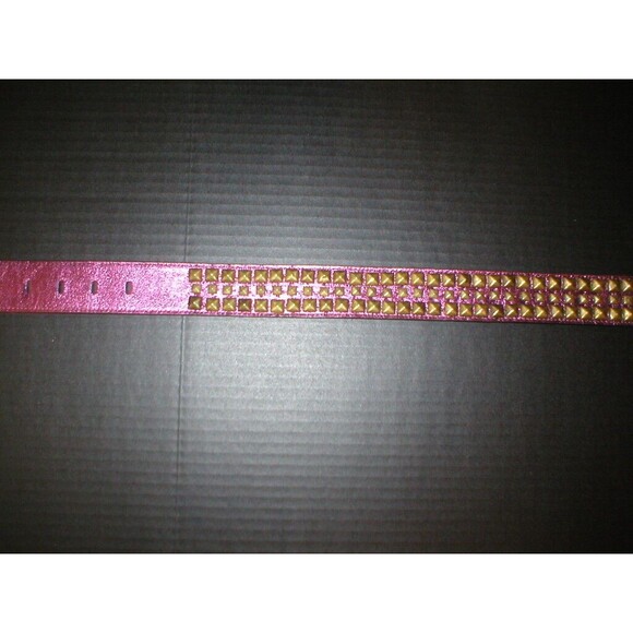 New Womens Designer Betsey Johnson Leather Stud Belt Purple Metallic 39 inches